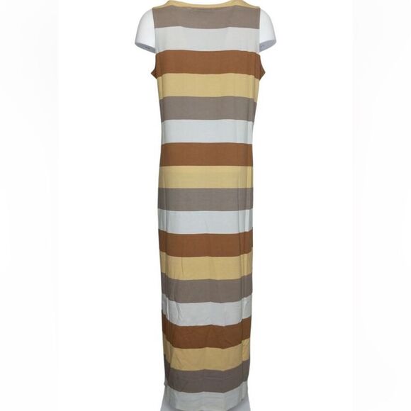 Isaac Mizrahi Live Petite Wide Dress L Stripe Maxi Brown NWT IN PACKAGINGUnopend - Picture 2 of 6